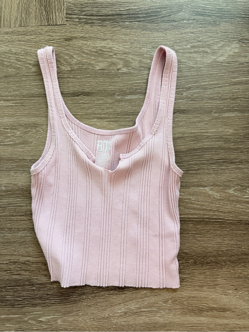 BDG Pale Pink Ribbed Scoop Tank